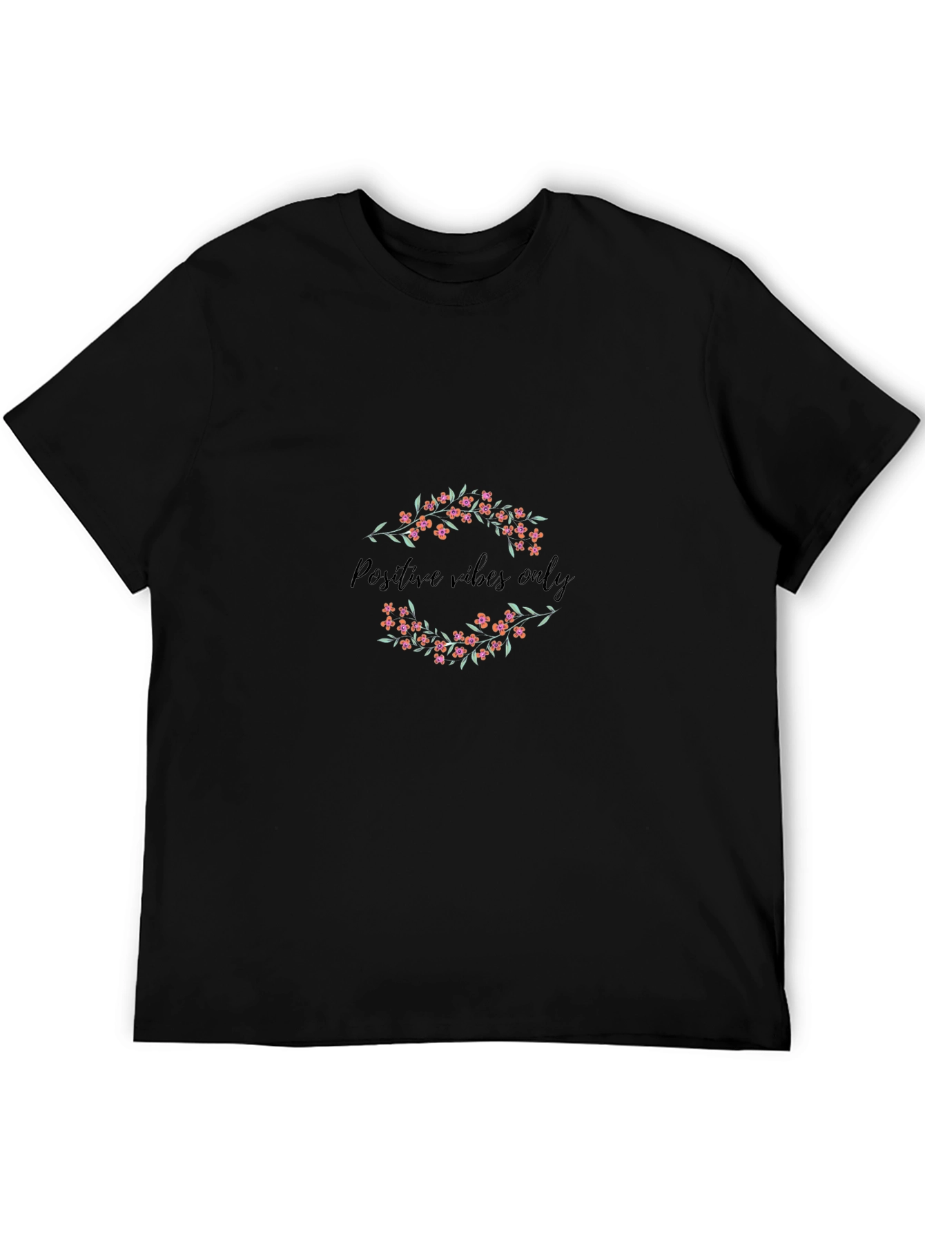 Positive Vibes Only Floral Black Tee