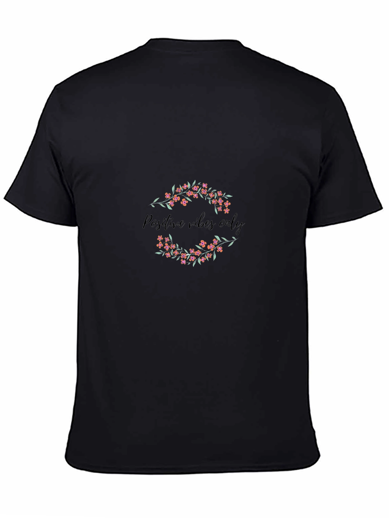Positive Vibes Only Floral Black Tee