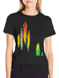 Abstract Flame Graphic Black T-Shirt