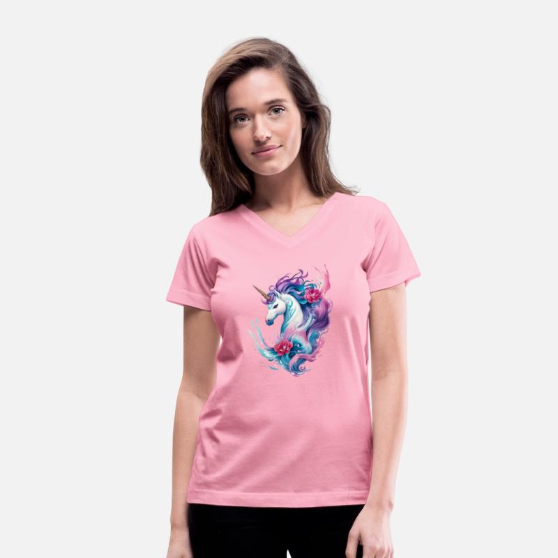 Floral Enchantment: Unicorn in Water Waves Splash