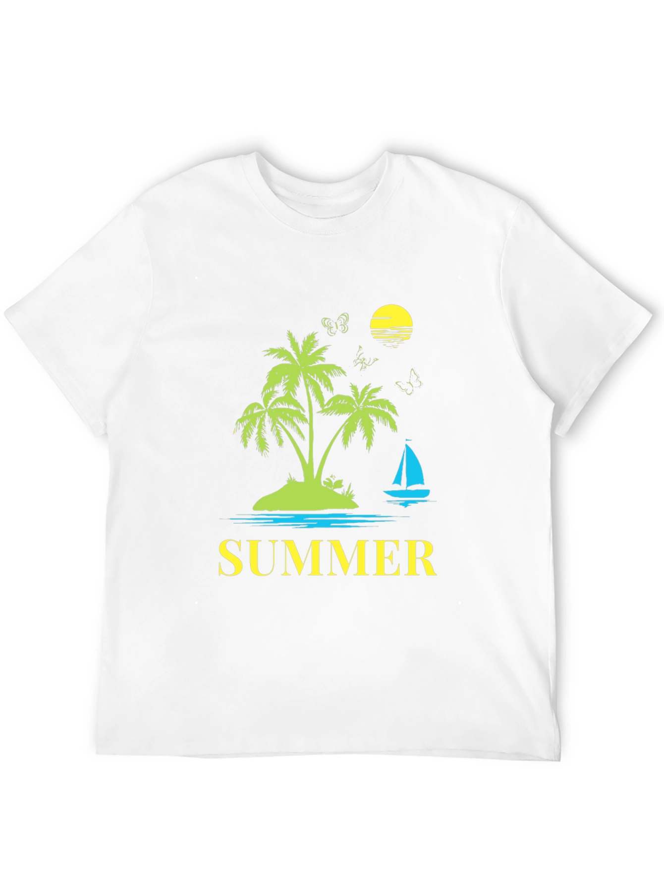 Summer Graphic Tee - Palm Tree Island Design
