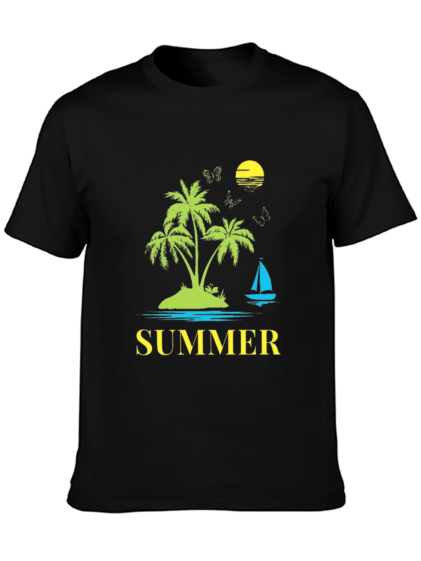 Summer Graphic Tee - Palm Tree Island Design
