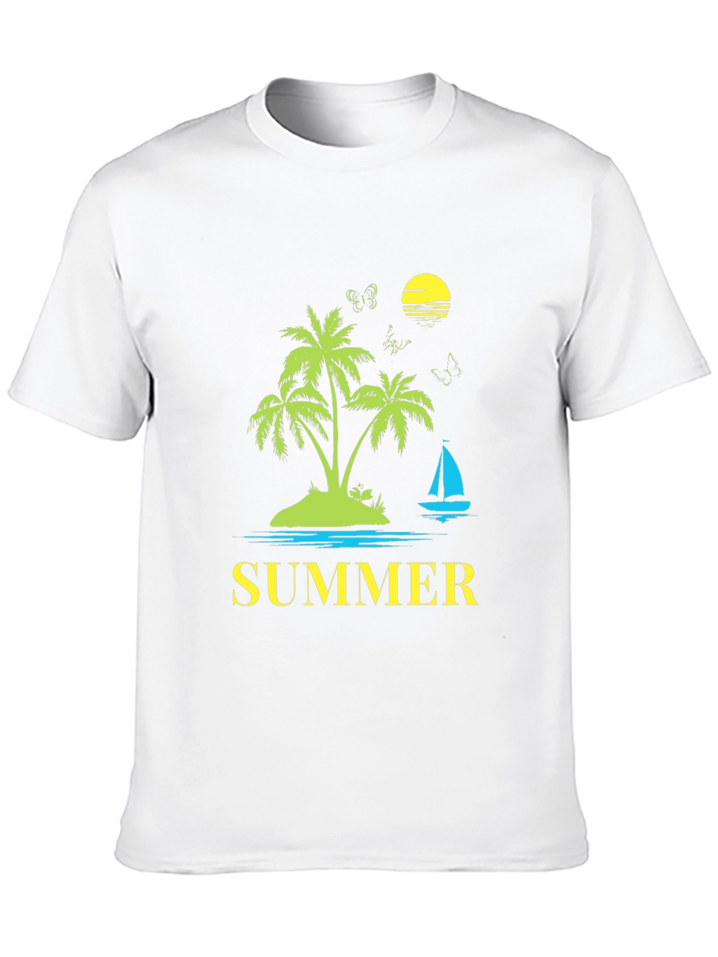 Summer Graphic Tee - Palm Tree Island Design
