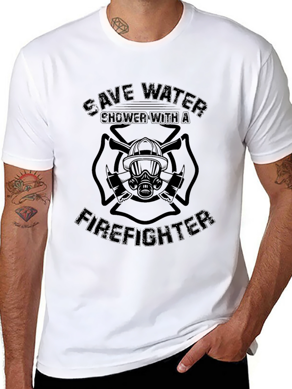 Save Water Shower With a Firefighter T-Shirt