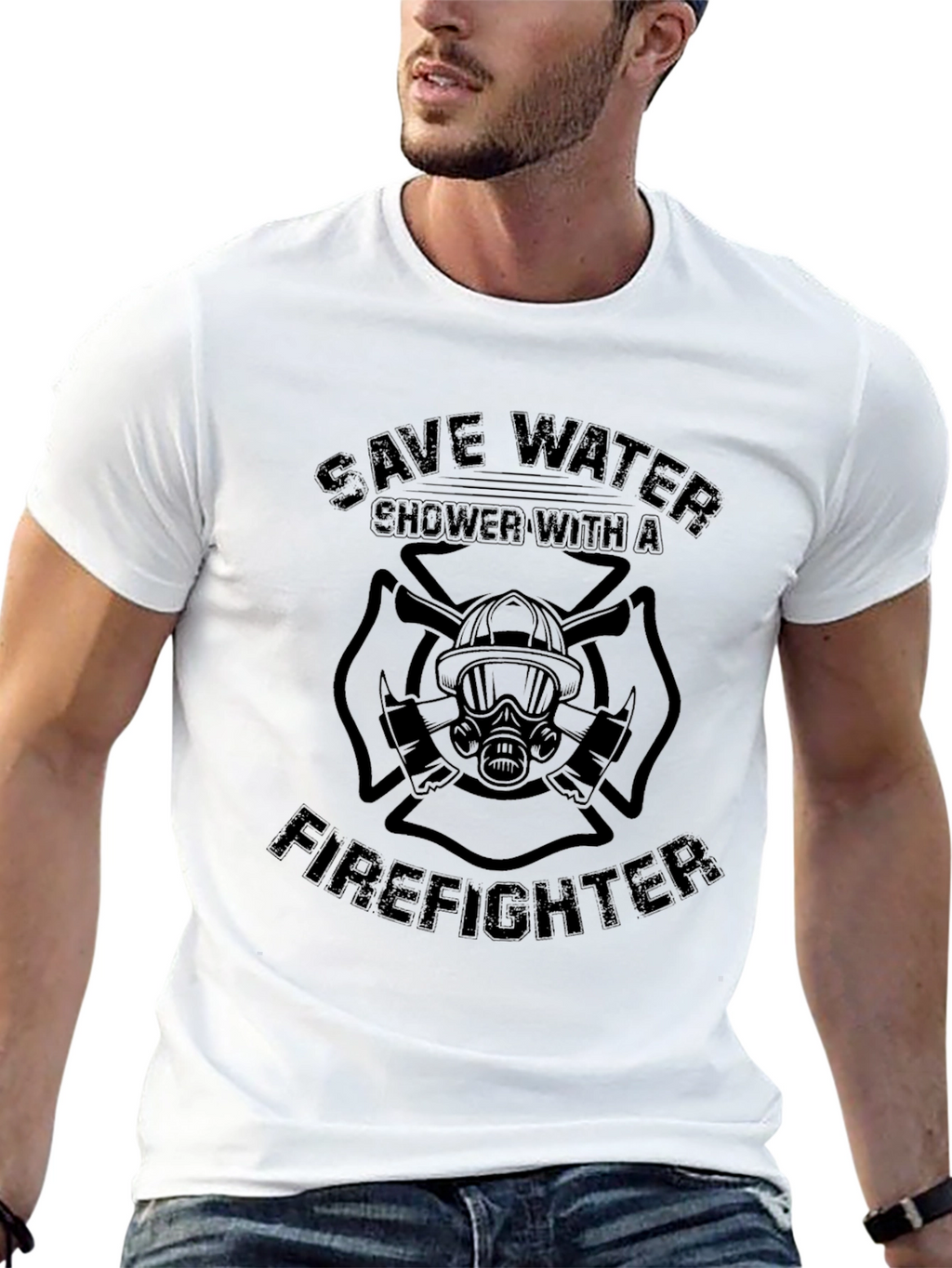Save Water Shower With a Firefighter T-Shirt