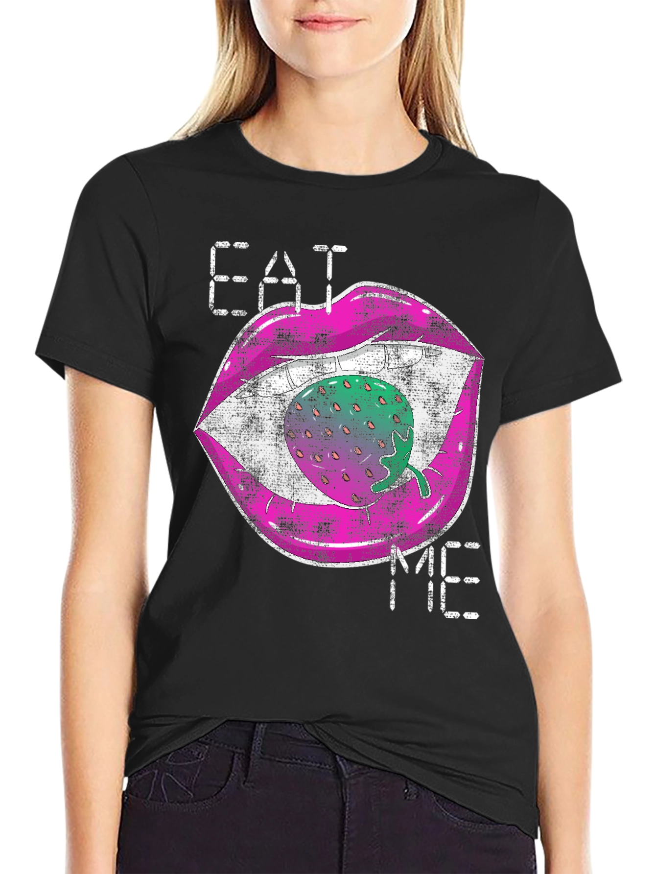 Eat Me Strawberry Lips Graphic Tee