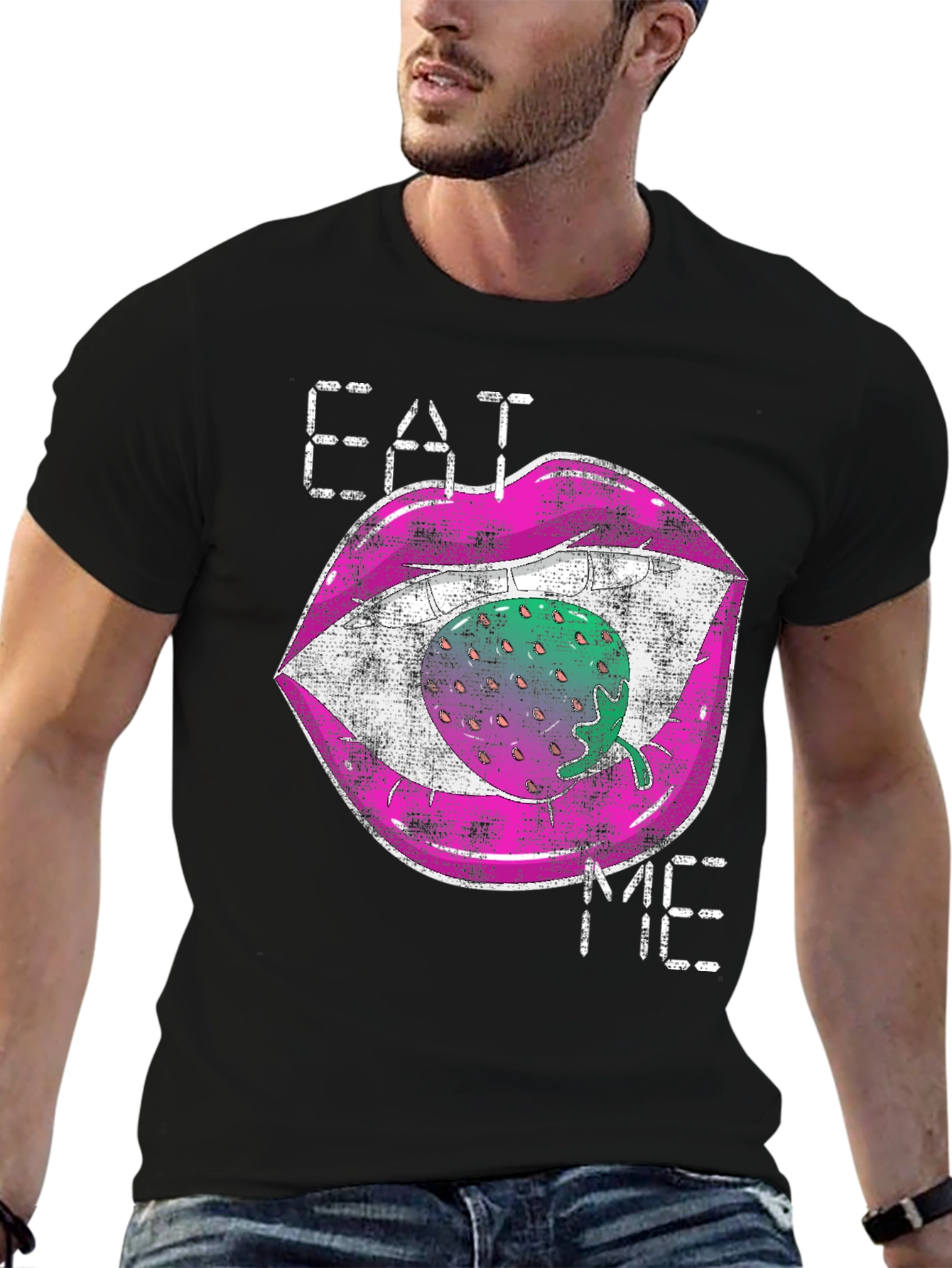 Eat Me Strawberry Lips Graphic Tee