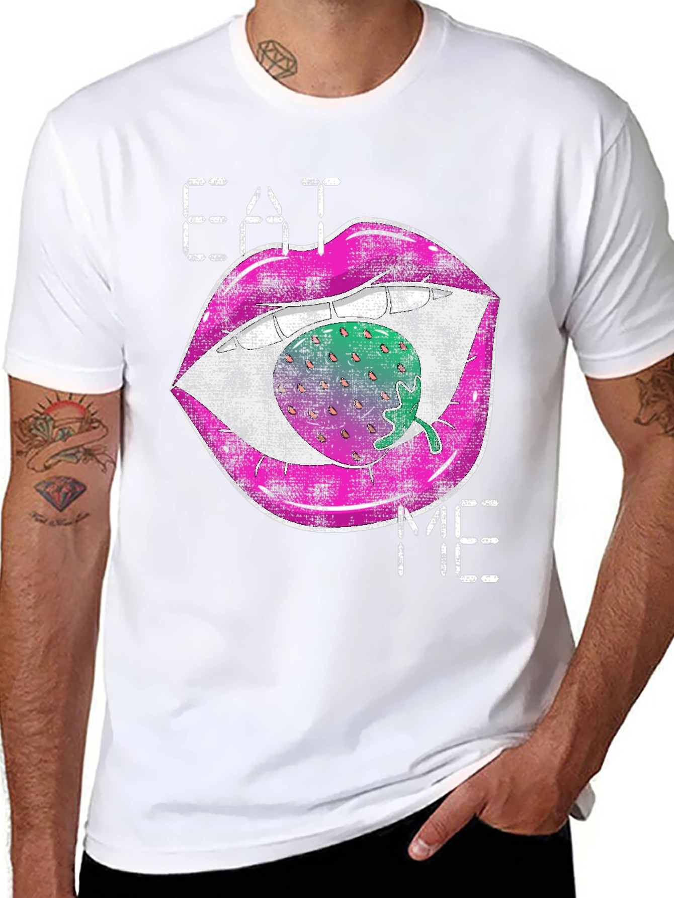 Eat Me Strawberry Lips Graphic Tee
