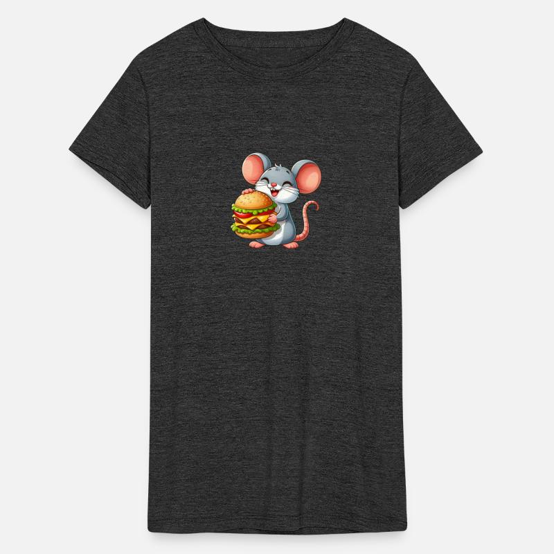 Funny mouse with hamburger fast food comic