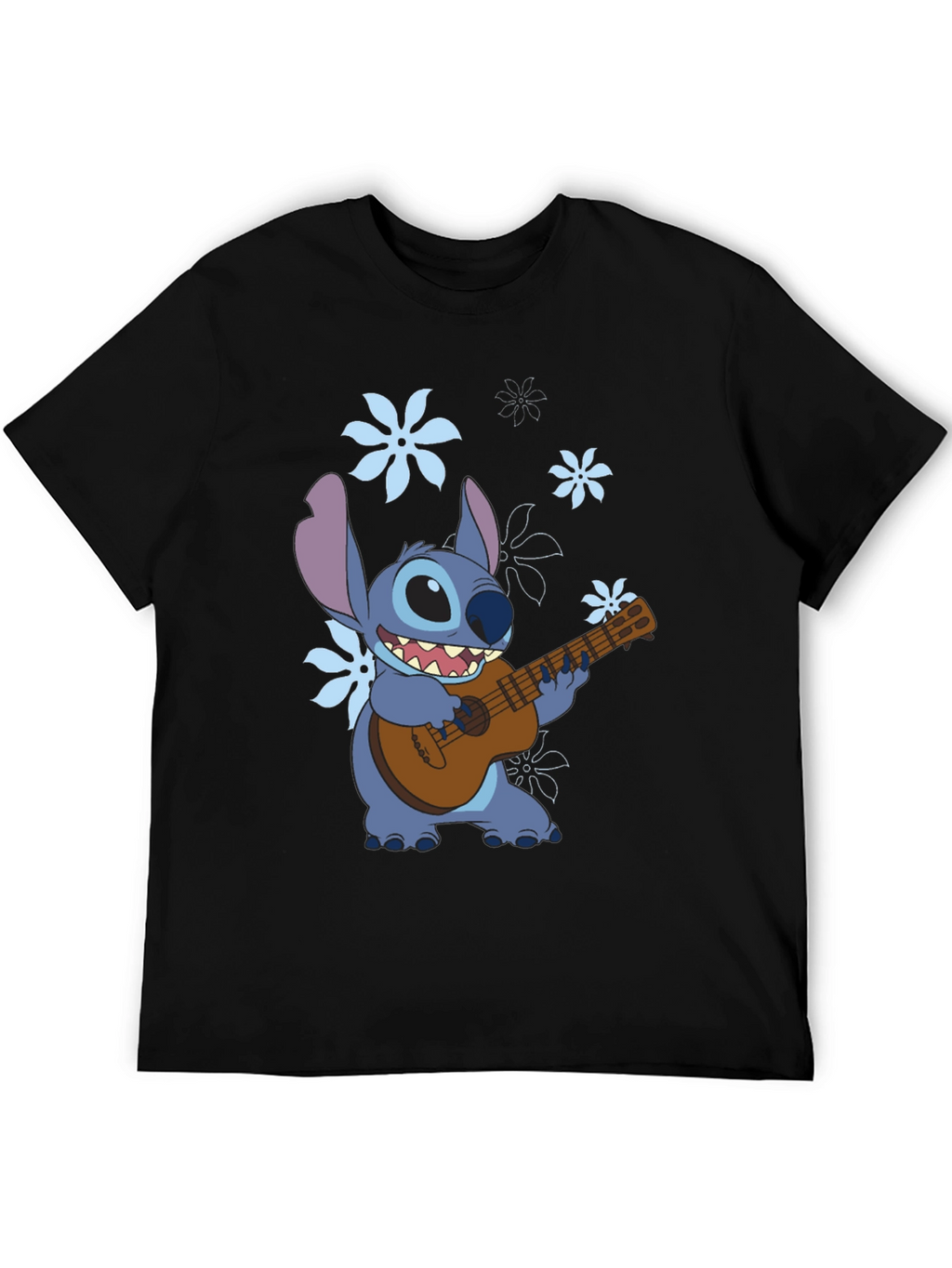 Stitch Ukulele Graphic T-Shirt - Black Cotton Tee