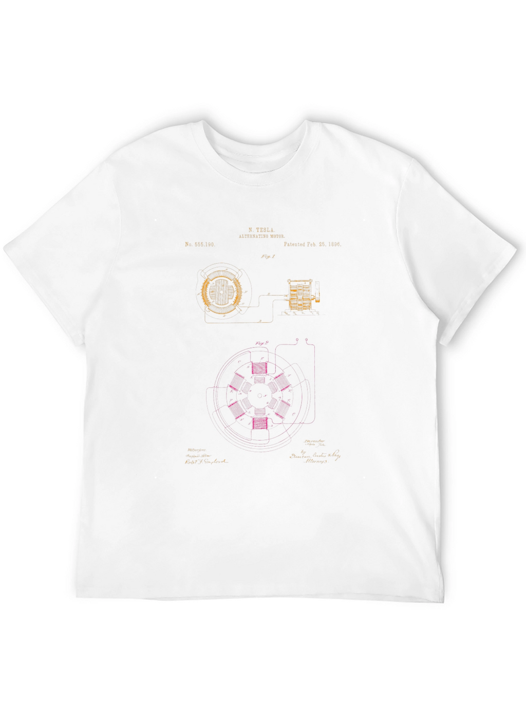 Tesla Alternating Motor Blueprint Graphic T-Shirt
