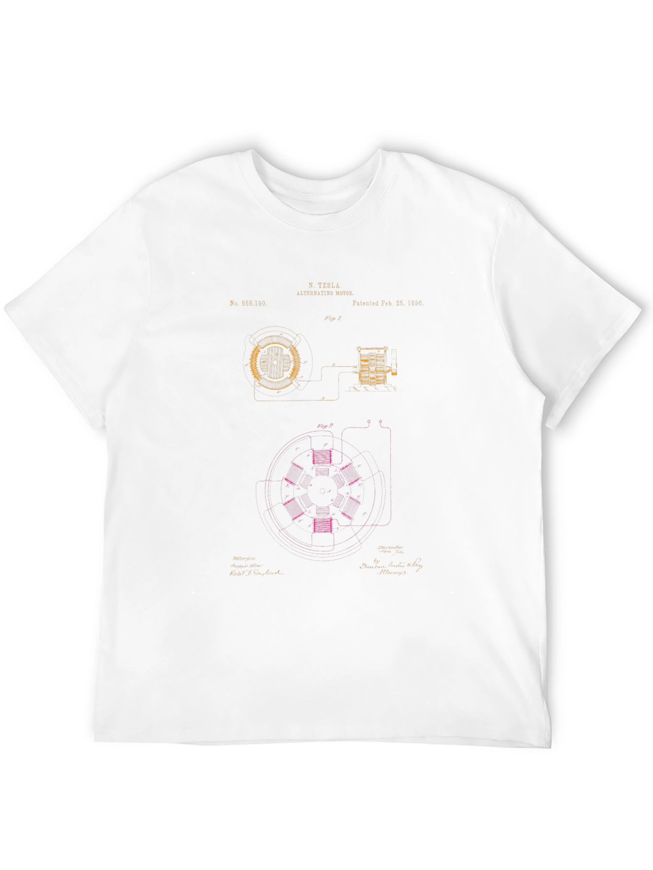 Tesla Alternating Motor Blueprint Graphic T-Shirt
