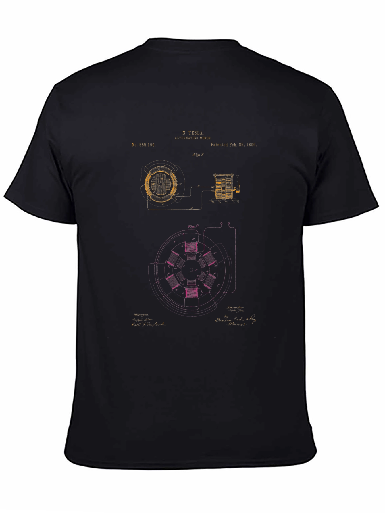Tesla Alternating Motor Blueprint Graphic T-Shirt