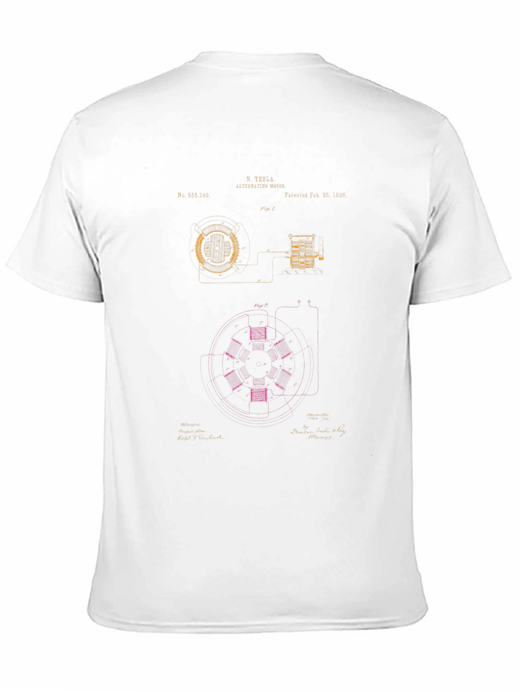 Tesla Alternating Motor Blueprint Graphic T-Shirt