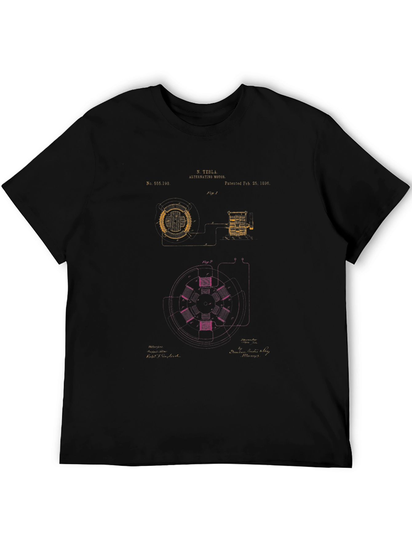 Tesla Alternating Motor Blueprint Graphic T-Shirt