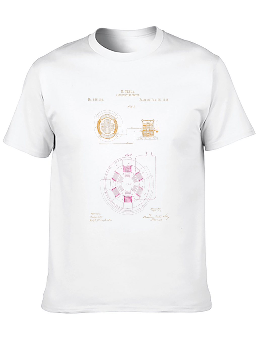 Tesla Alternating Motor Blueprint Graphic T-Shirt