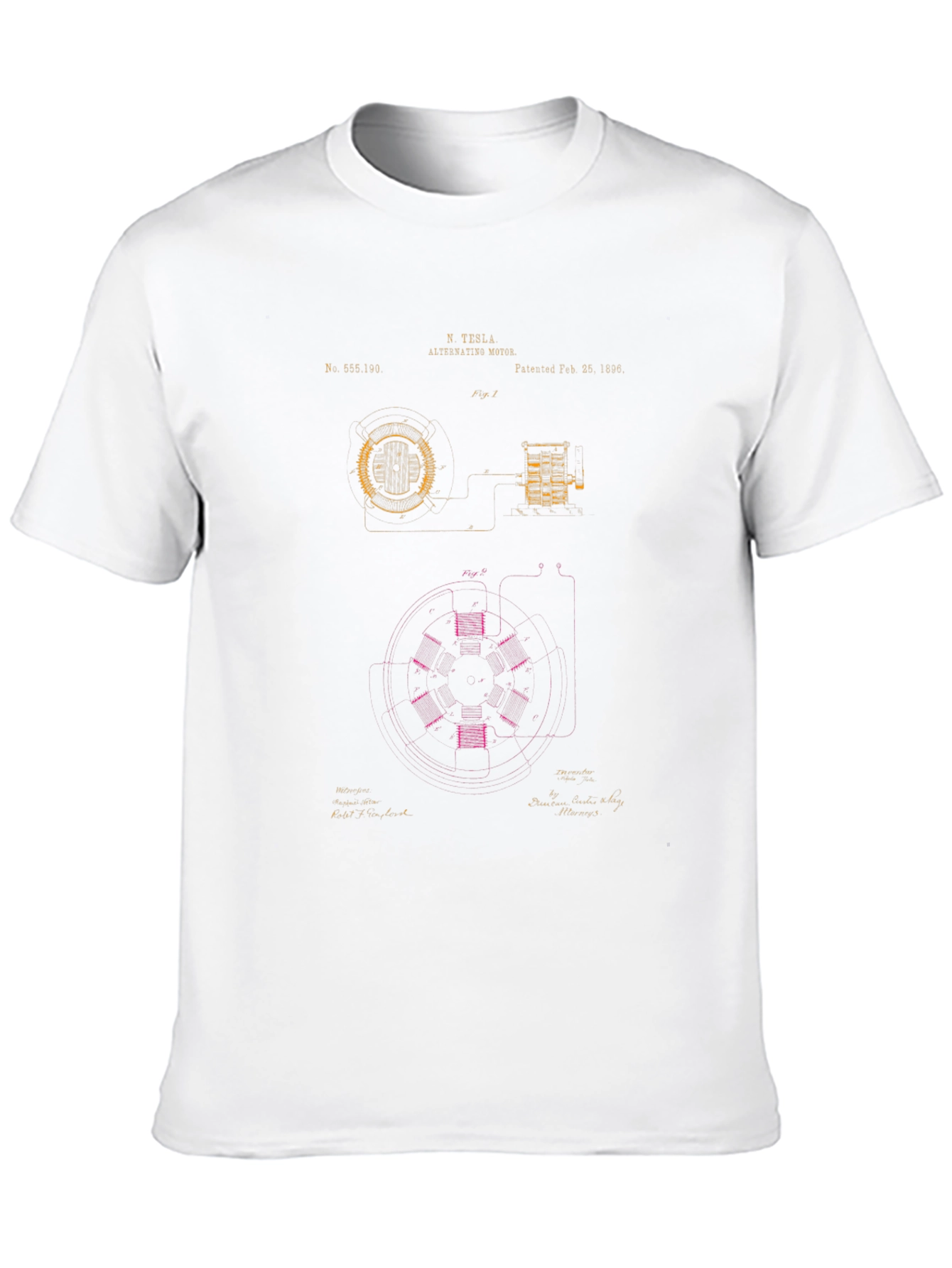 Tesla Alternating Motor Blueprint Graphic T-Shirt