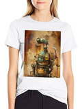 Steampunk Robot Graphic Tee - Unique Design