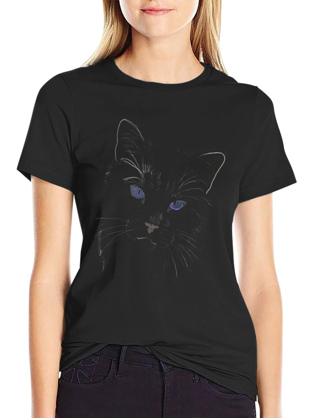 Black Cat Eyes Graphic T-Shirt - Mens