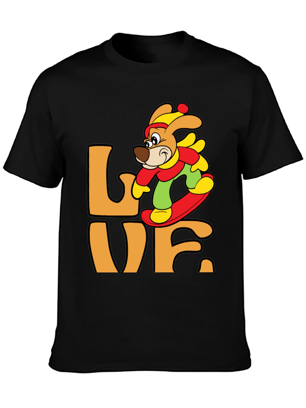 Cartoon Dog Snowboarding Graphic T-Shirt