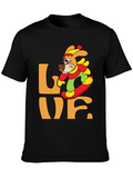 Cartoon Dog Snowboarding Graphic T-Shirt