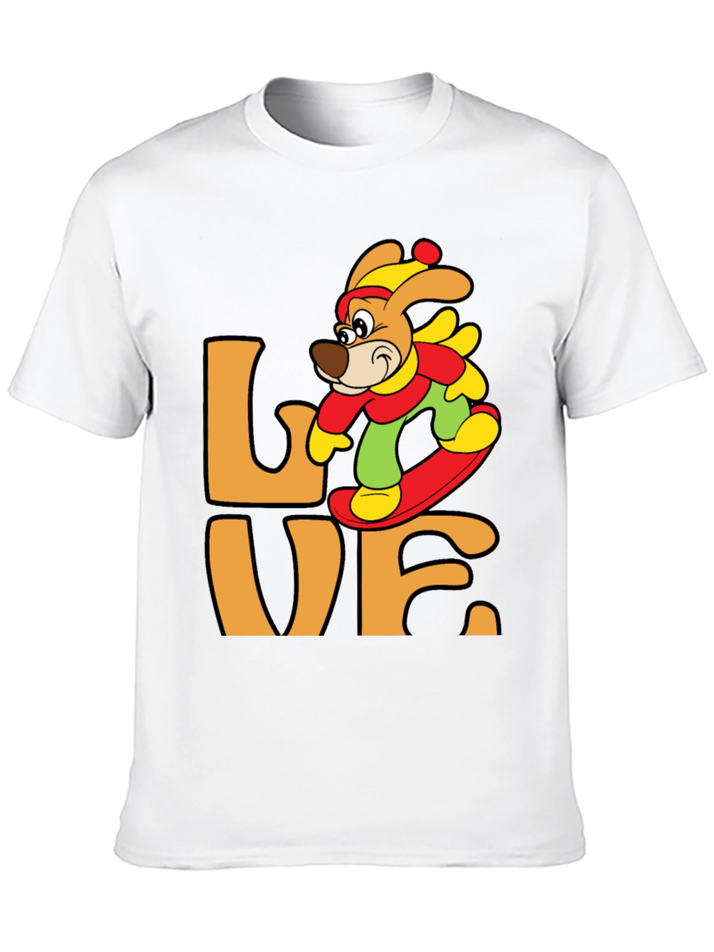 Cartoon Dog Snowboarding Graphic T-Shirt