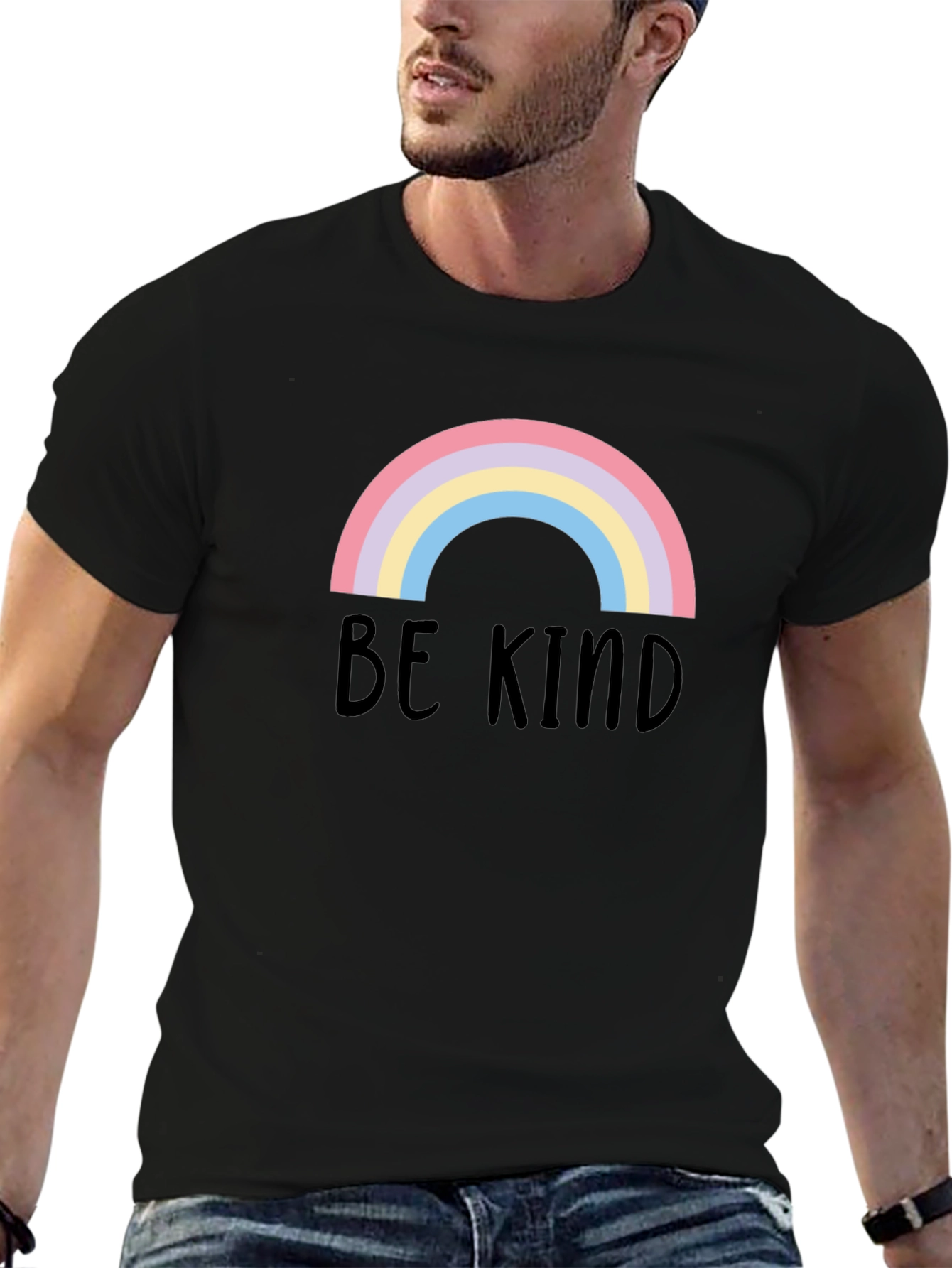 Be Kind Rainbow Graphic Tee - Black