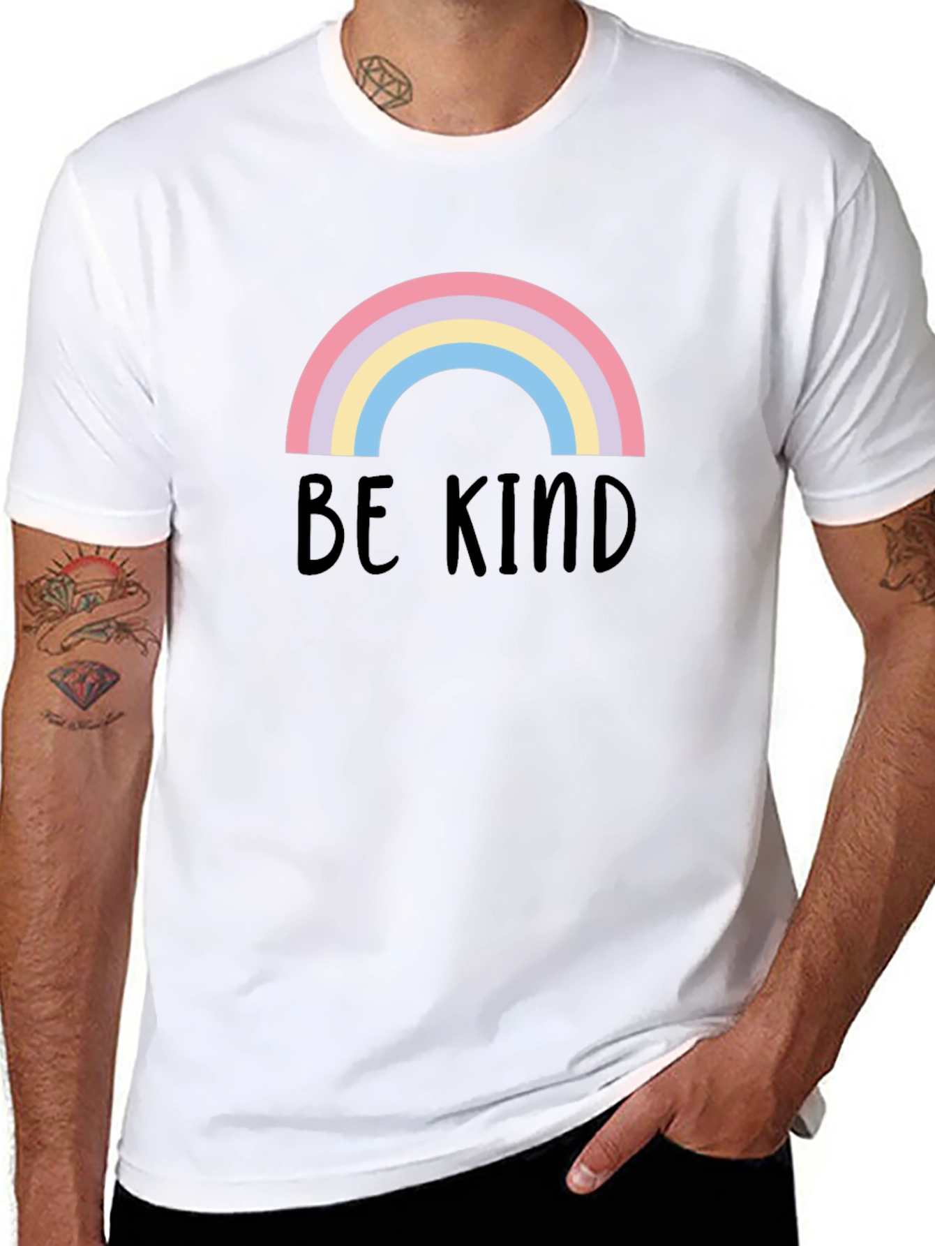 Be Kind Rainbow Graphic Tee - Black