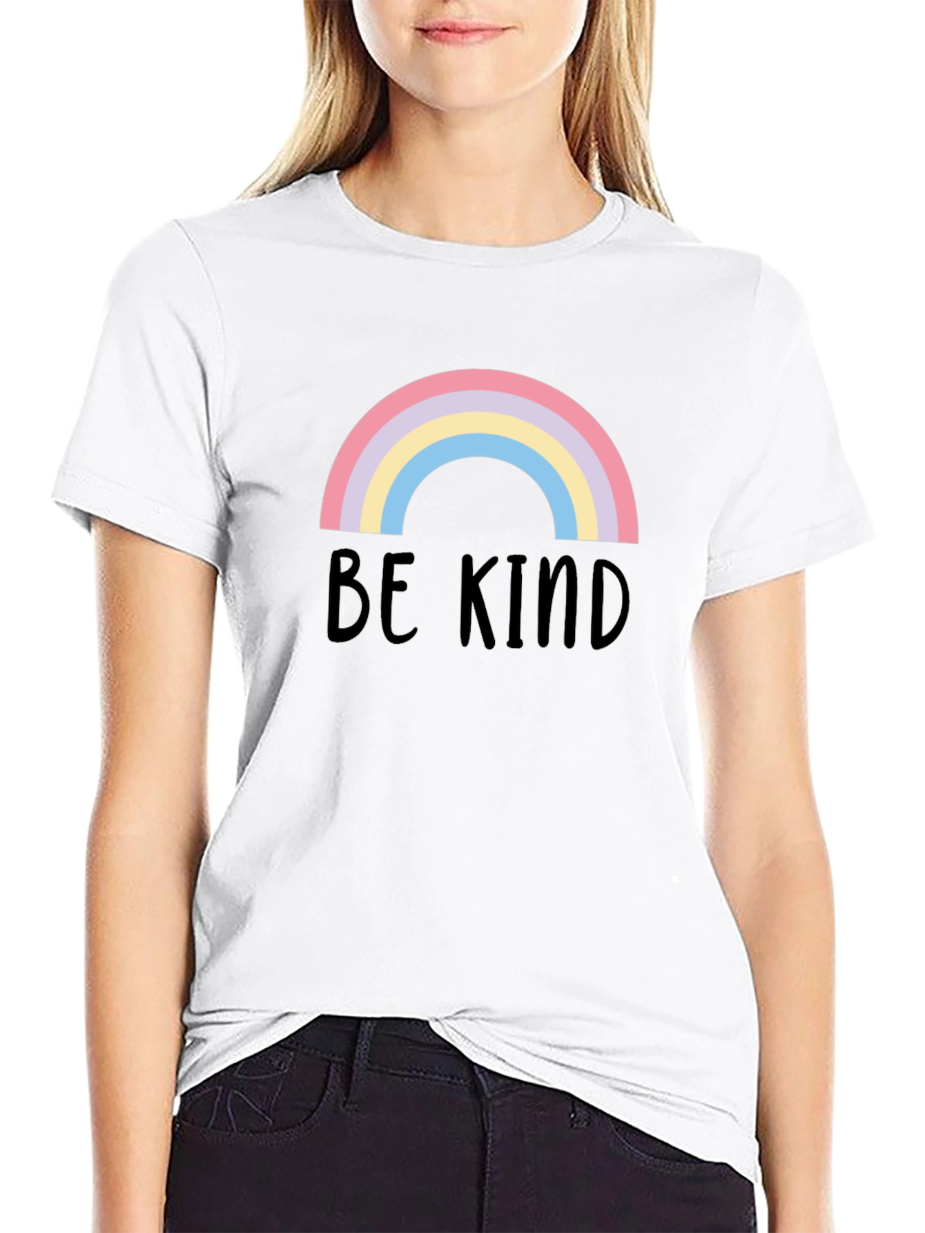 Be Kind Rainbow Graphic Tee - Black