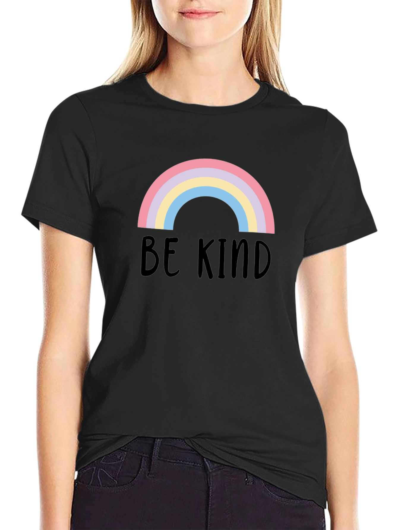 Be Kind Rainbow Graphic Tee - Black