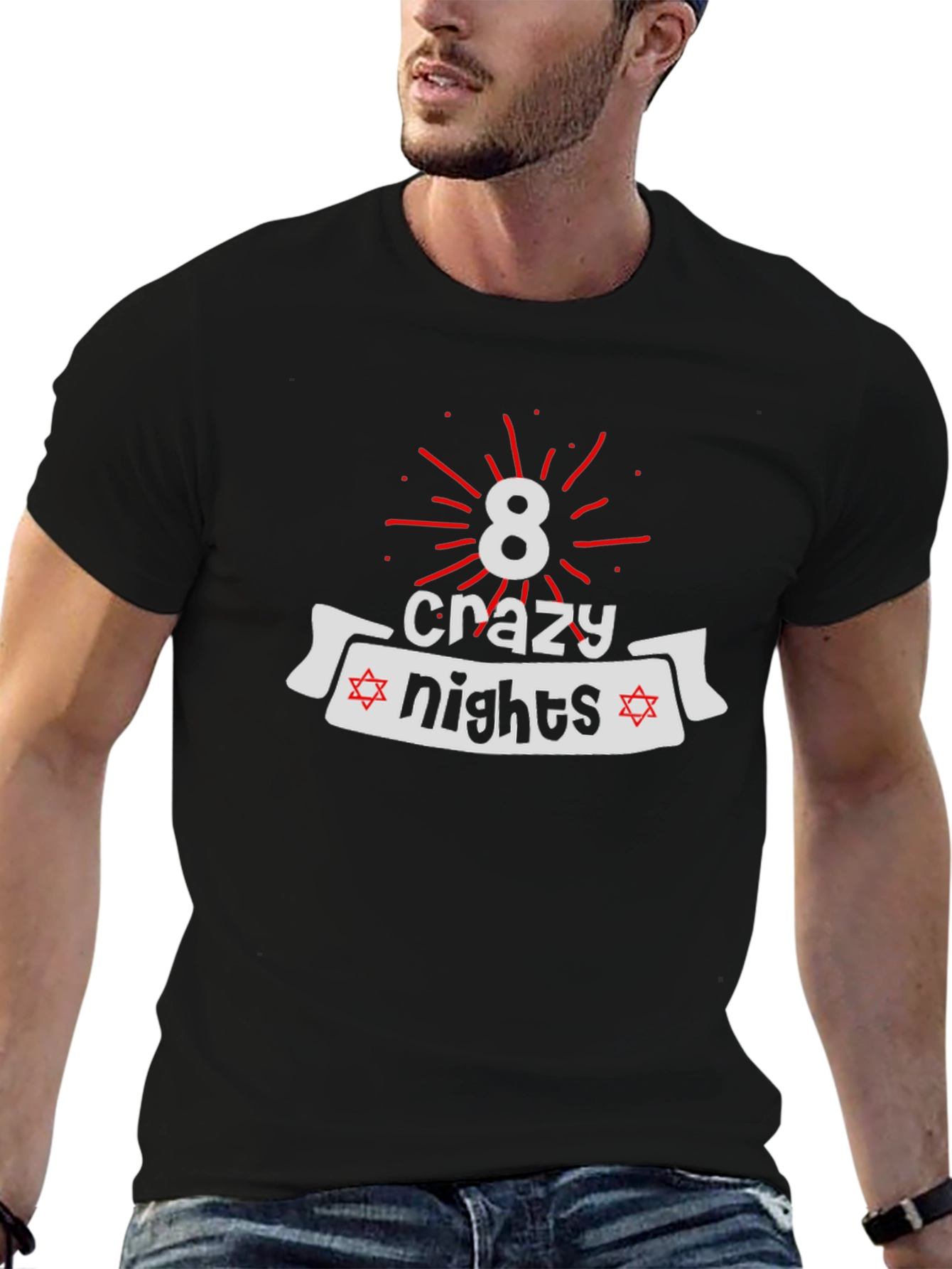8 Crazy Nights Mens Graphic T-Shirt - Holiday Hanukkah Tee