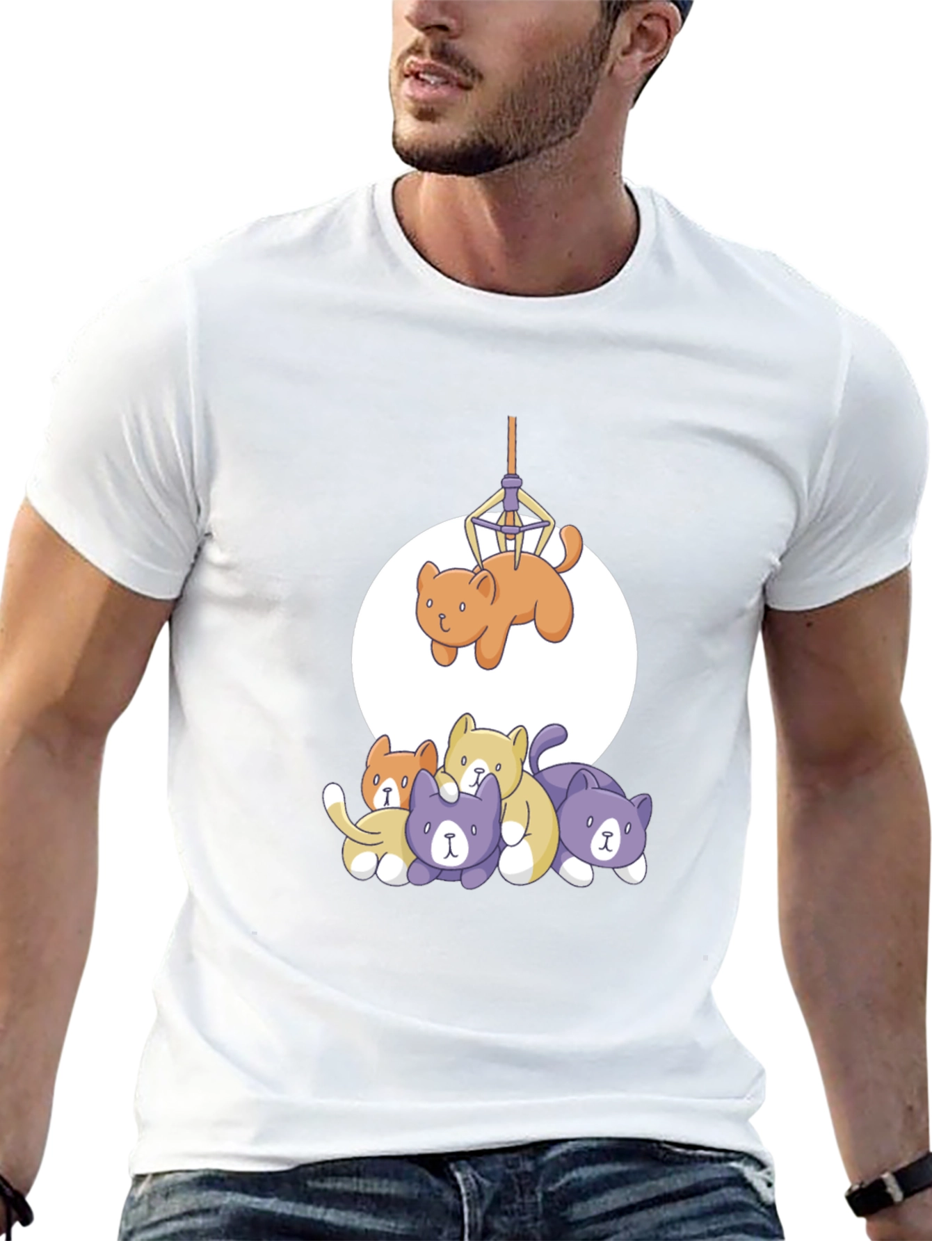 Funny Cat Graphic Tee - Black