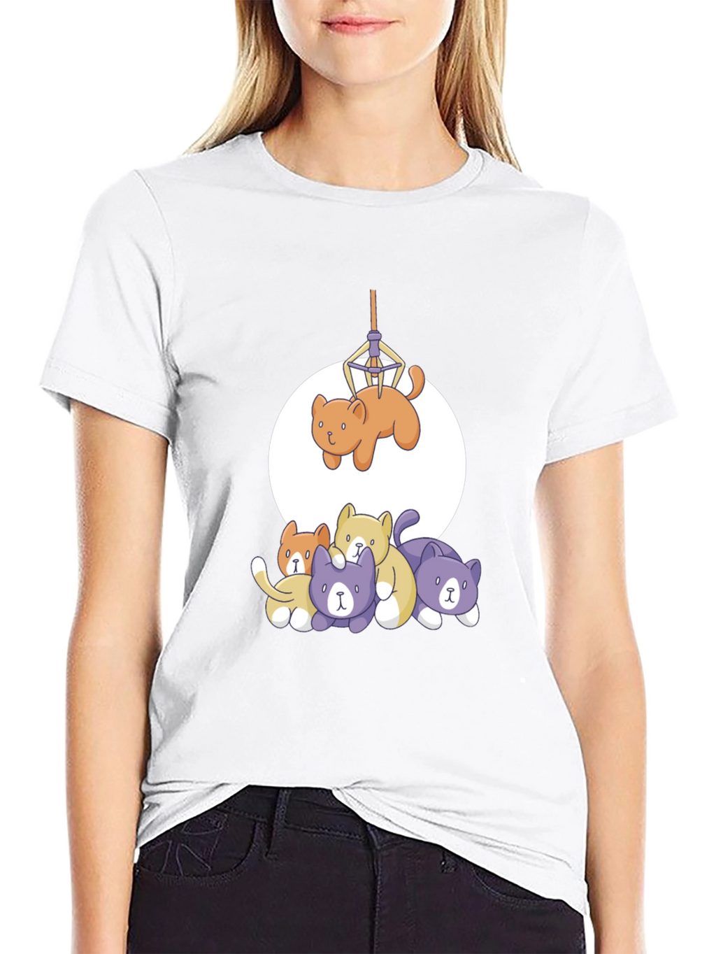 Funny Cat Graphic Tee - Black