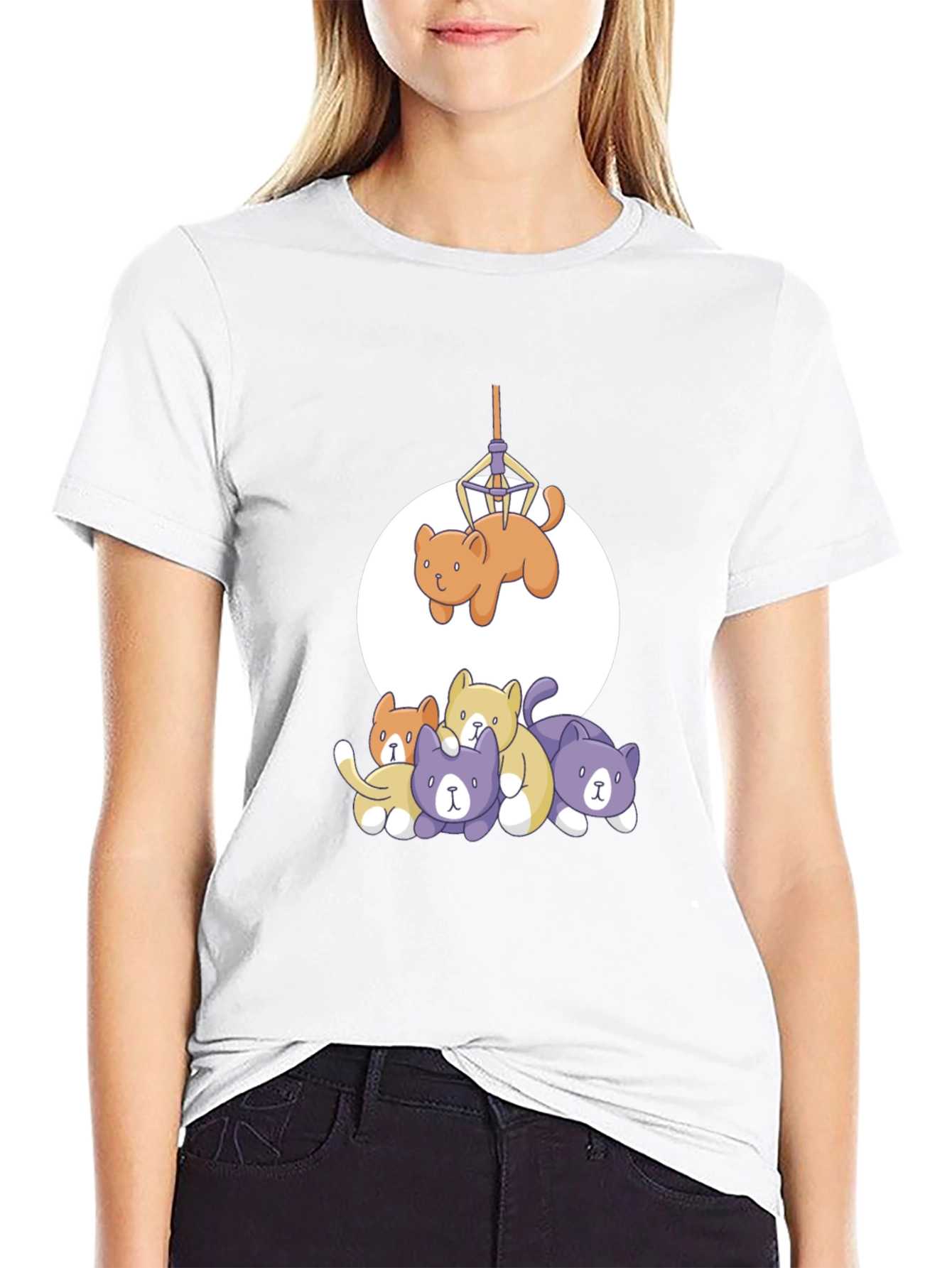 Funny Cat Graphic Tee - Black
