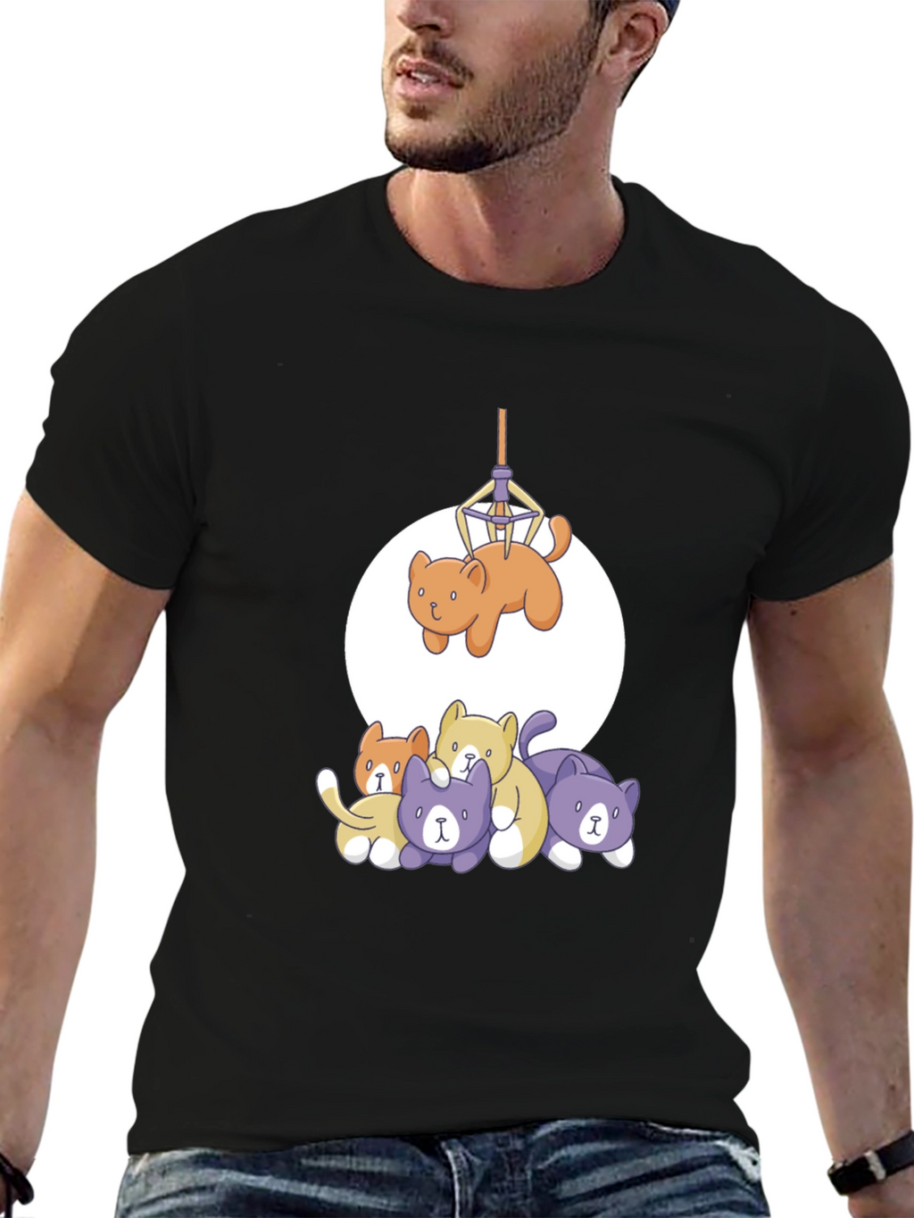 Funny Cat Graphic Tee - Black