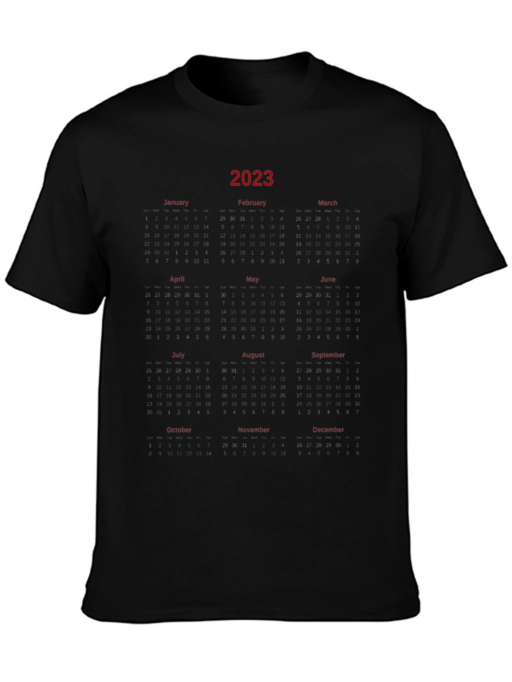 2023 Calendar T-Shirt - Unique Year Planner Tee