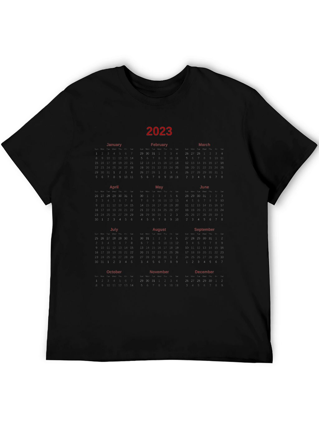 2023 Calendar T-Shirt - Unique Year Planner Tee