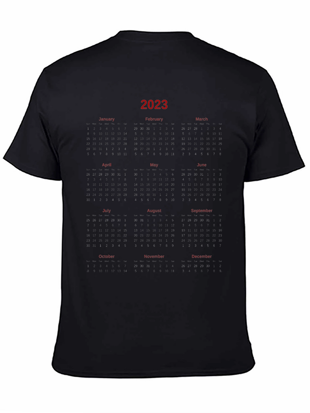 2023 Calendar T-Shirt - Unique Year Planner Tee