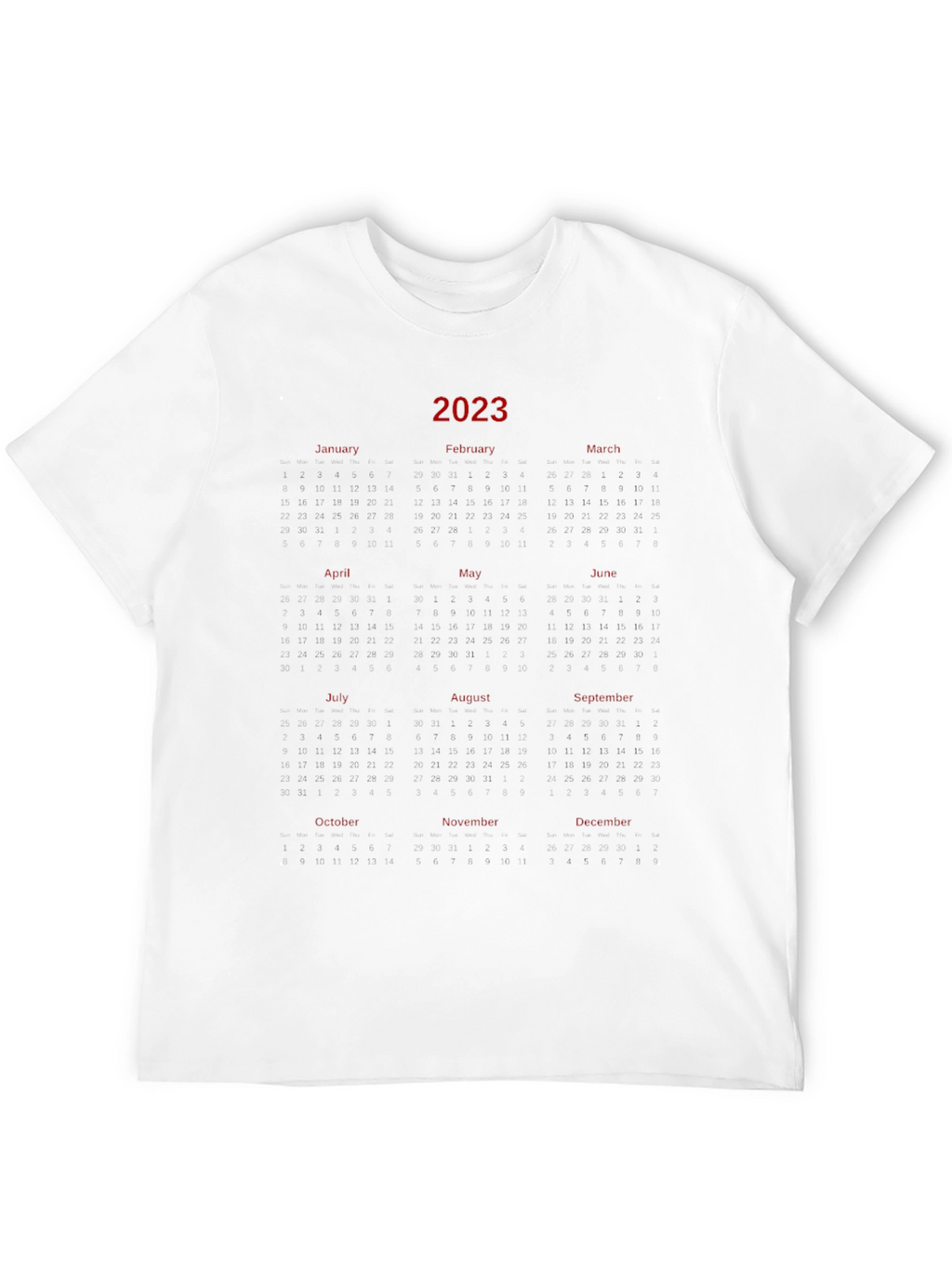 2023 Calendar T-Shirt - Unique Year Planner Tee