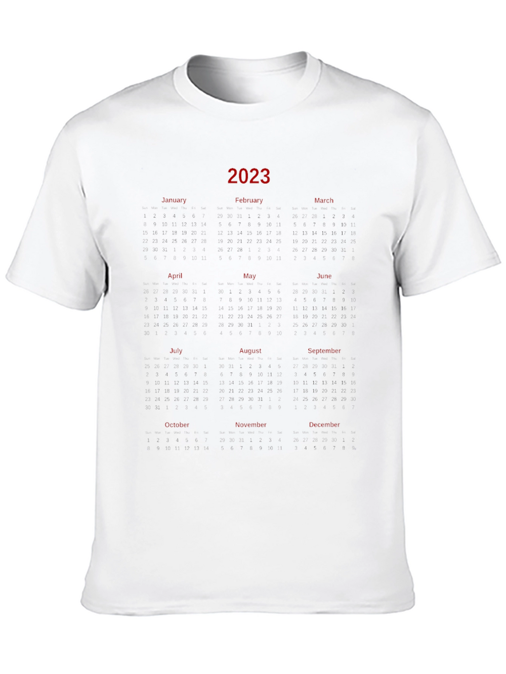 2023 Calendar T-Shirt - Unique Year Planner Tee