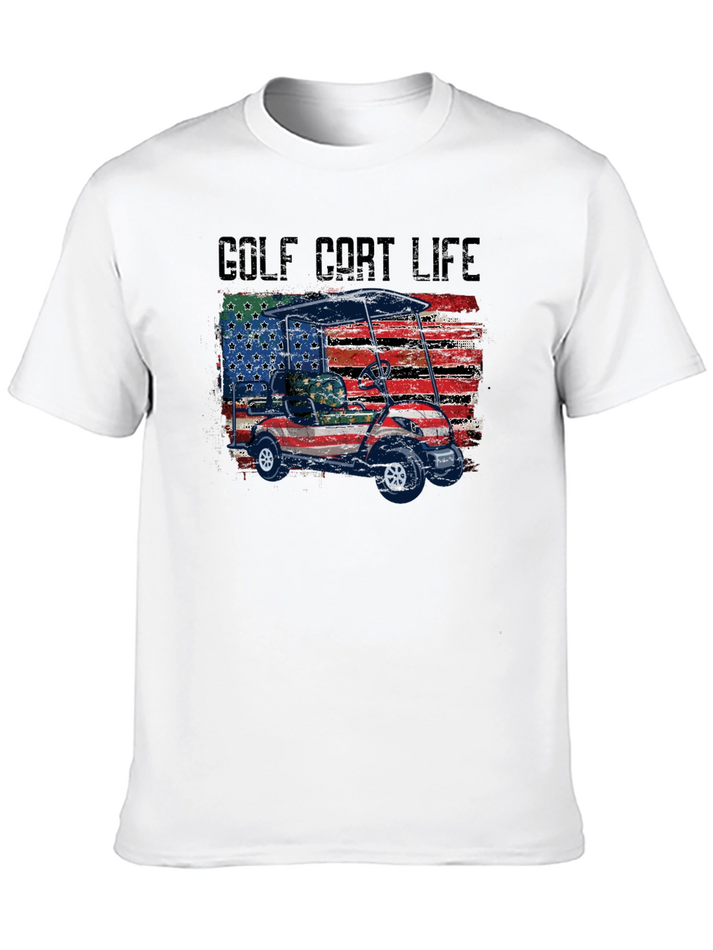 Golf Cart Life Tee - Patriotic USA Flag Design