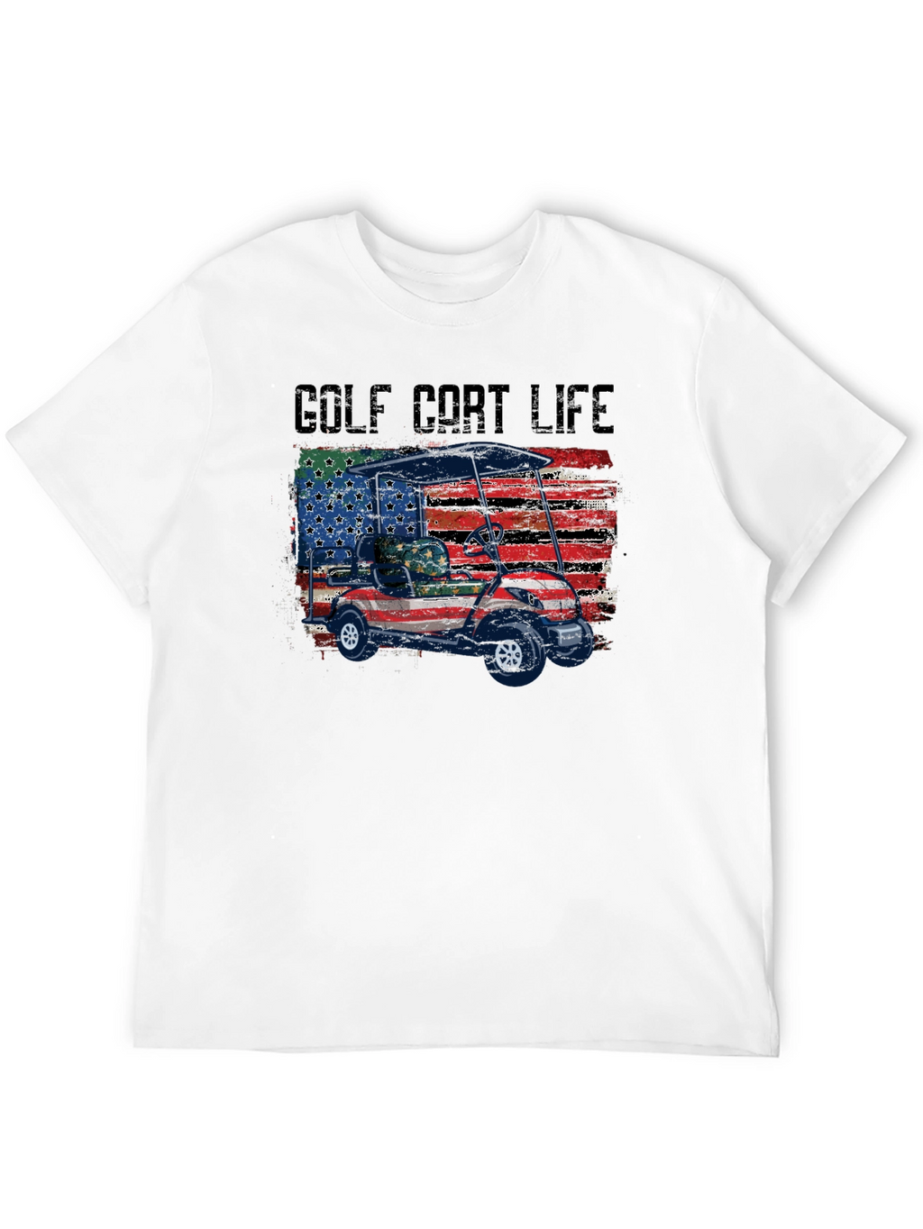 Golf Cart Life Tee - Patriotic USA Flag Design