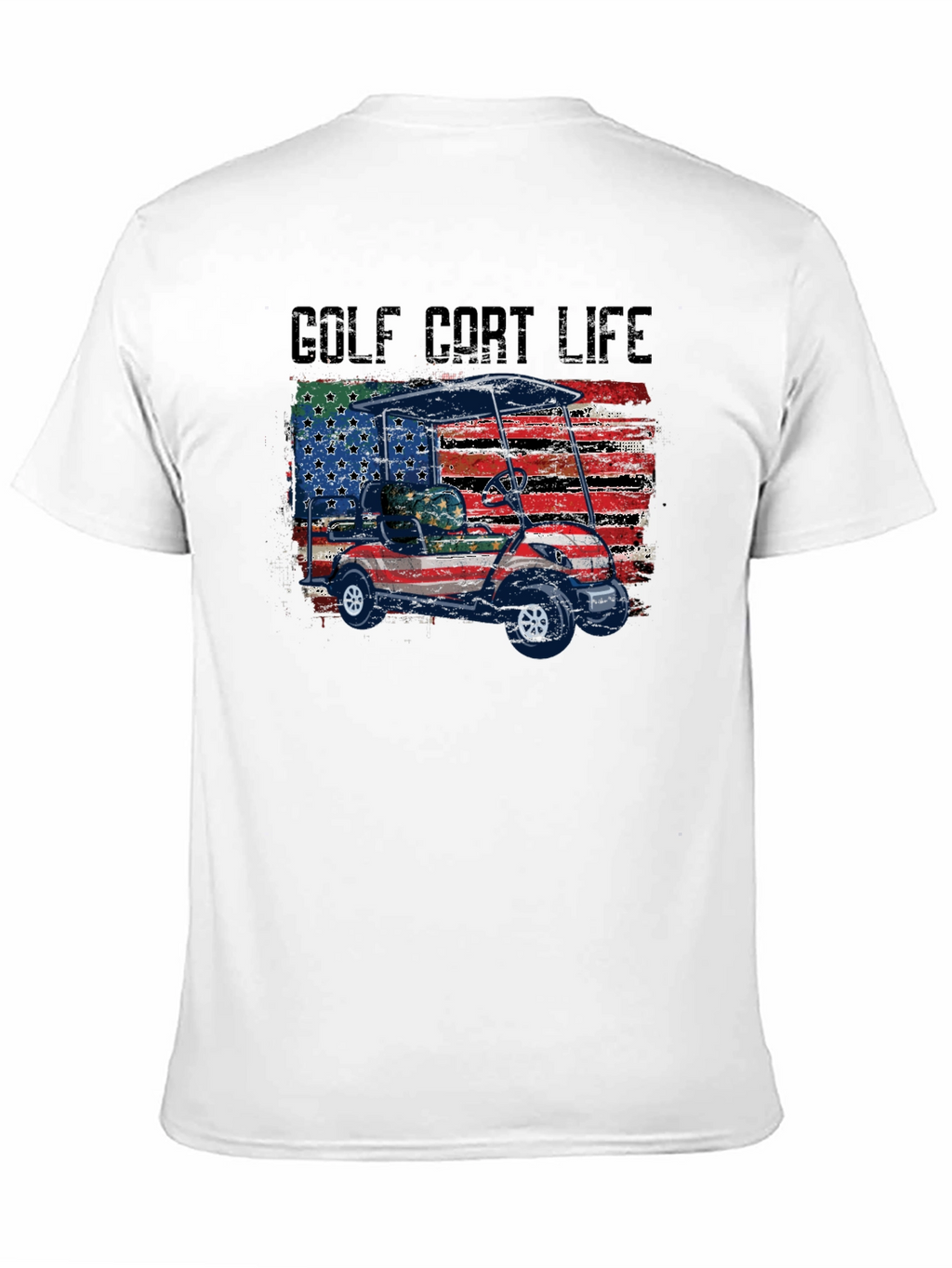 Golf Cart Life Tee - Patriotic USA Flag Design