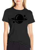 Planet Graphic Tee - Cool Black Crewneck T-Shirt