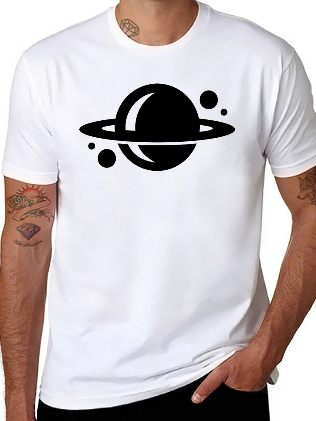Planet Graphic Tee - Cool Black Crewneck T-Shirt