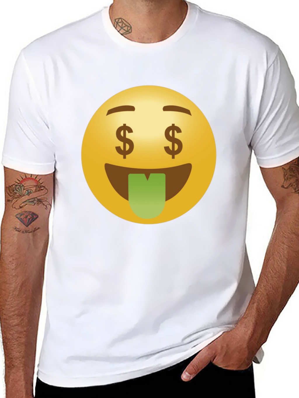 Money Eyes Emoji Black T-Shirt