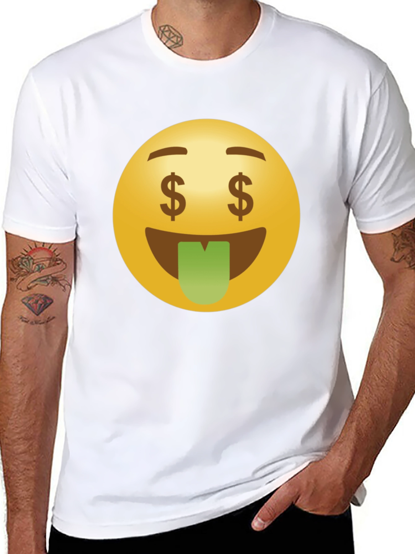 Money Eyes Emoji Black T-Shirt
