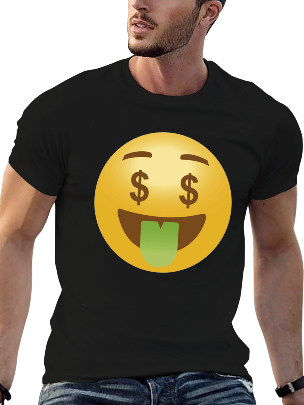 Money Eyes Emoji Black T-Shirt