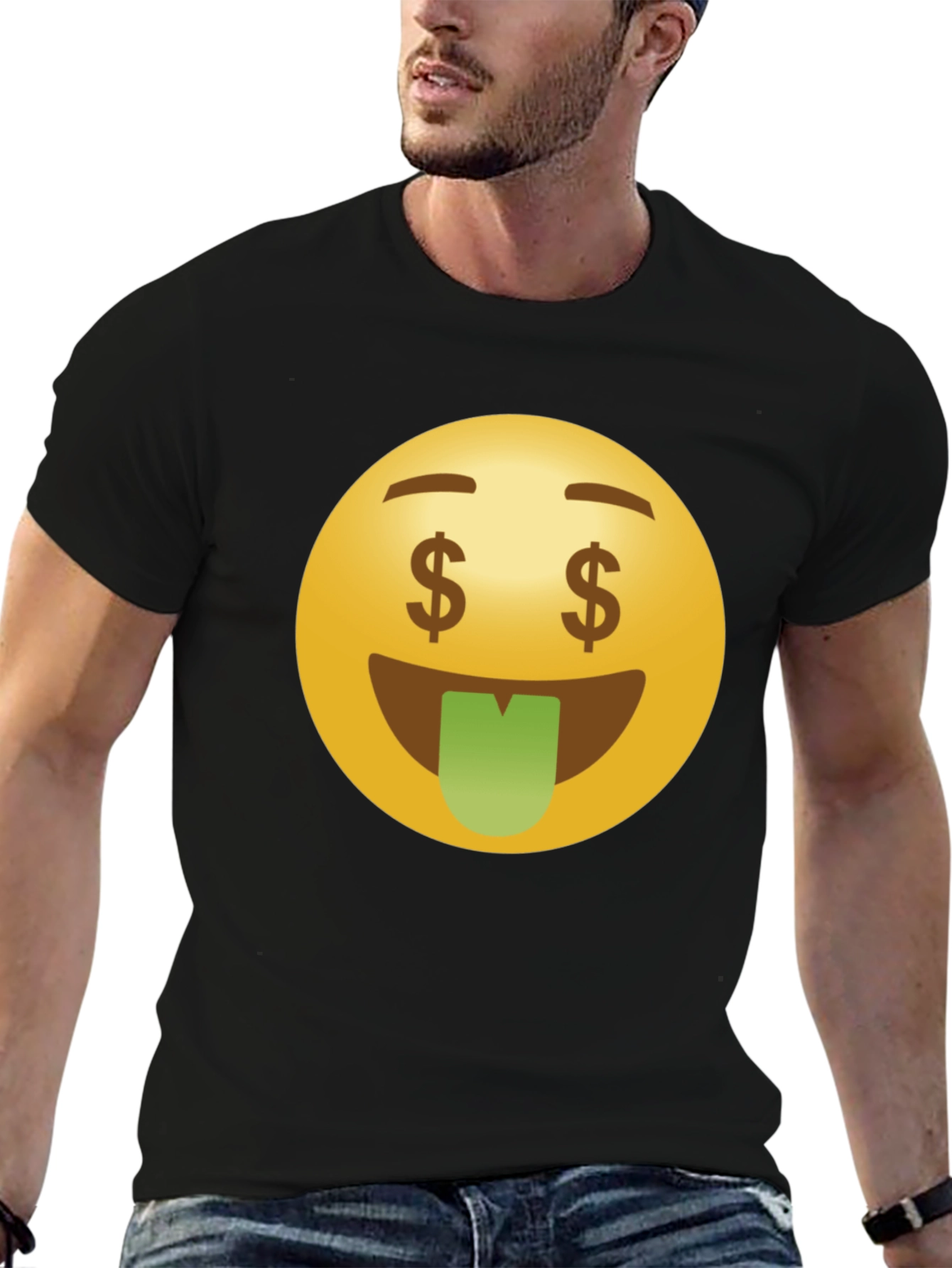 Money Eyes Emoji Black T-Shirt