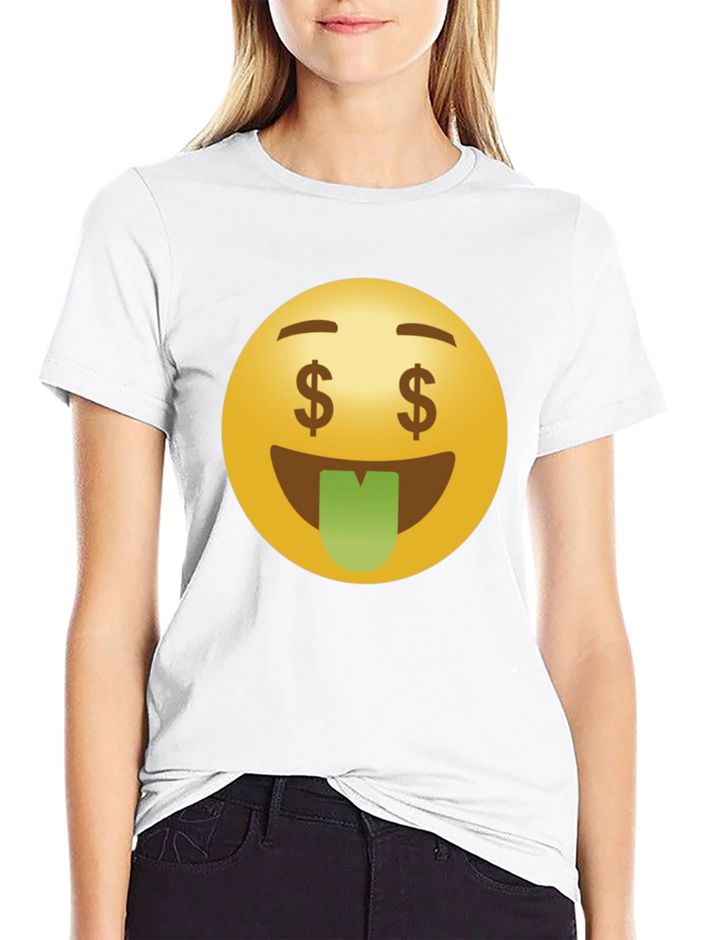 Money Eyes Emoji Black T-Shirt
